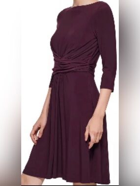 Tommy Hilfiger Women’s Size 8 Plum Burgundy Twist Waist Fit & Flare Dress NWT